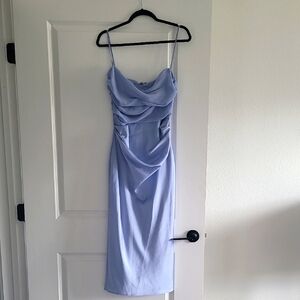 Elegant Blue Draped Dress